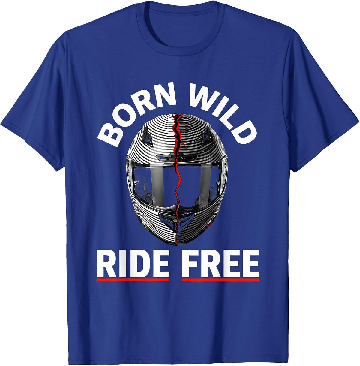 Born Wild Ride Free Motorcycle Design T-Shirt - Royal Blue