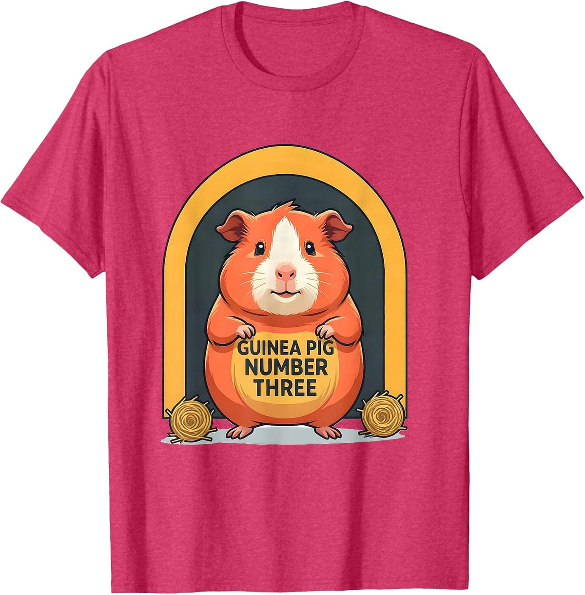 Men's Guinea Pig Number Three Flat Vector Pet Lover Humor T-Shirt - Red Heather