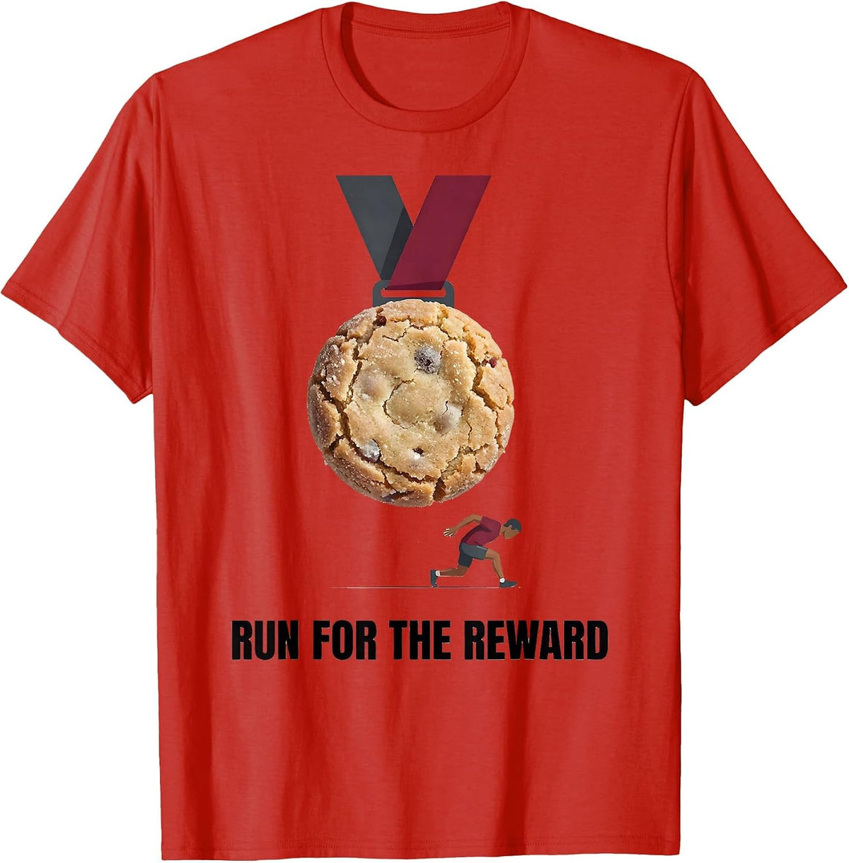 Men's Run For The Reward Funny Christmas Fun Run Squad Runner T-Shirt - Red