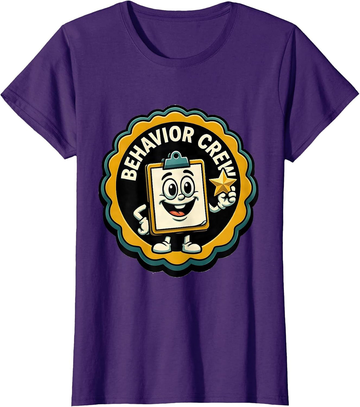 Women's Behavior Crew Retro ABA RBT Therapist Behavior Analyst Humor T-Shirt - Purple