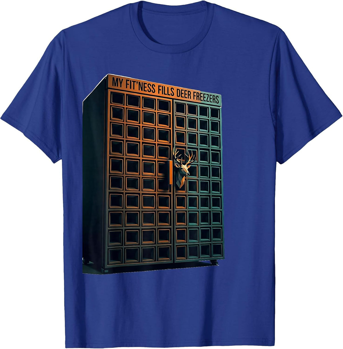 Men's My Fit'ness Fills Deer Freezers Funny Hunting Dad Hunter T-Shirt - Royal Blue