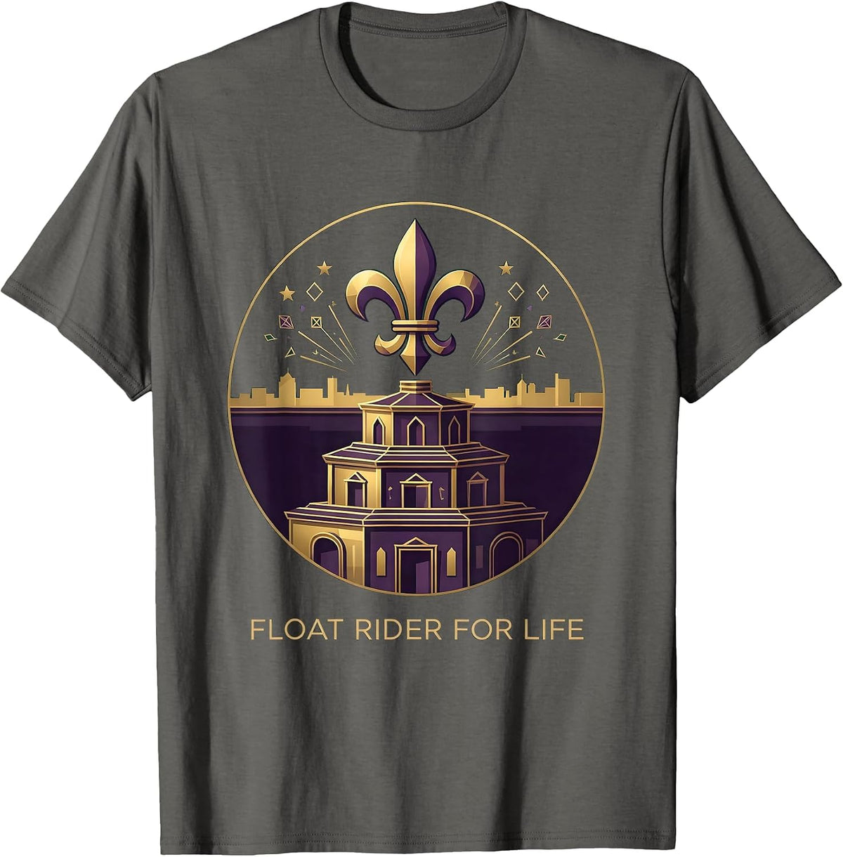 Men's Float Rider For Life Mardi Gras Design T-Shirt - Asphalt Grey