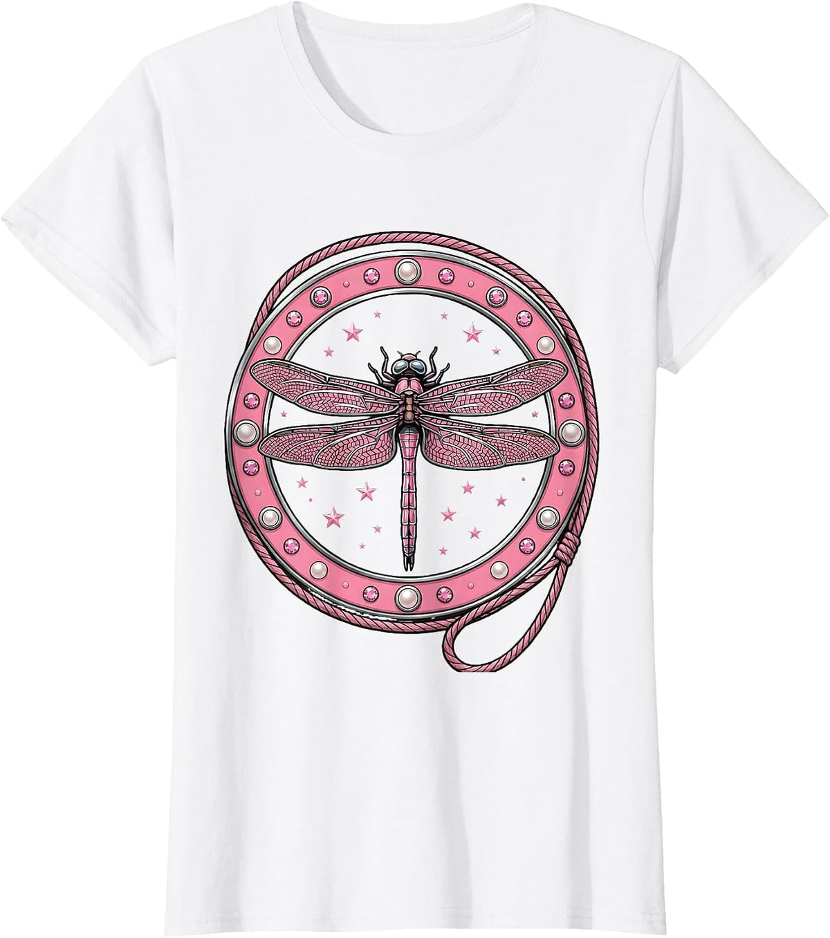 Women's Dragonfly Wings Tire Tread Motorcycle Design T-Shirt - White