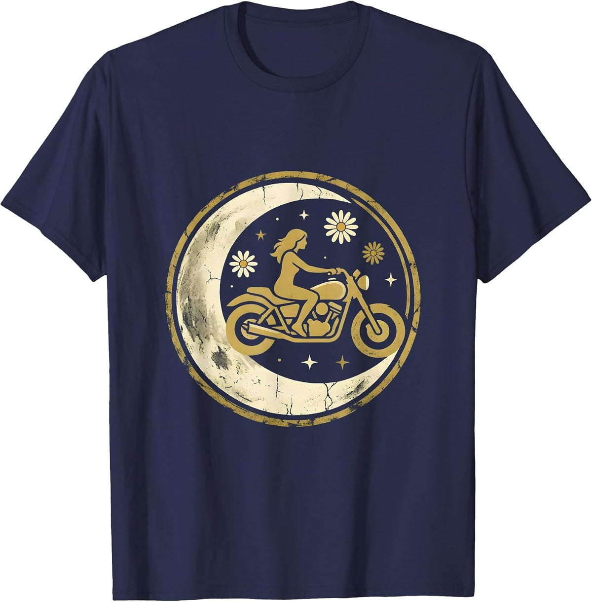 Men's Desert Dusk Motorcycle Rider Graphic Tee T-Shirt - Navy Blue