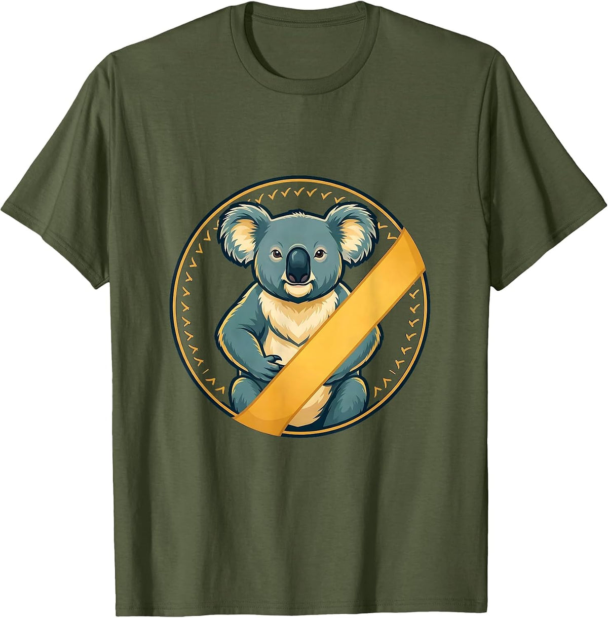 Koala Badge Animal Lover Humor T-Shirt - Olive Green