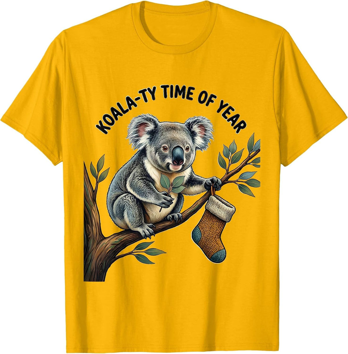 Koala-ty Time Of Year Funny Koala Lover Animal Humor T-Shirt - Golden Yellow
