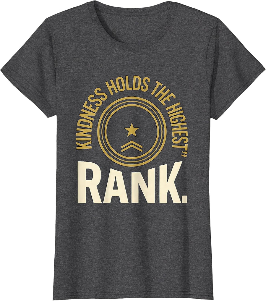 Women's Kindness Holds The Highest Rank Retro Teacher Kids School T-Shirt - Dark Heather Grey