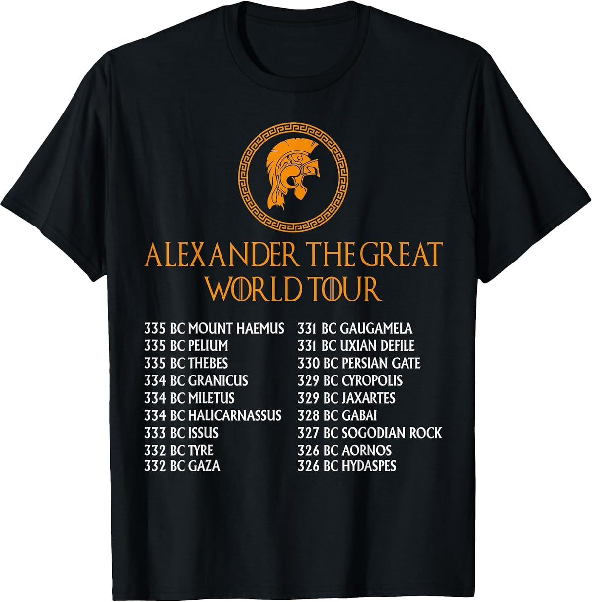 Ancient Greek History, Alexander The Great World Tour T-Shirt - Black