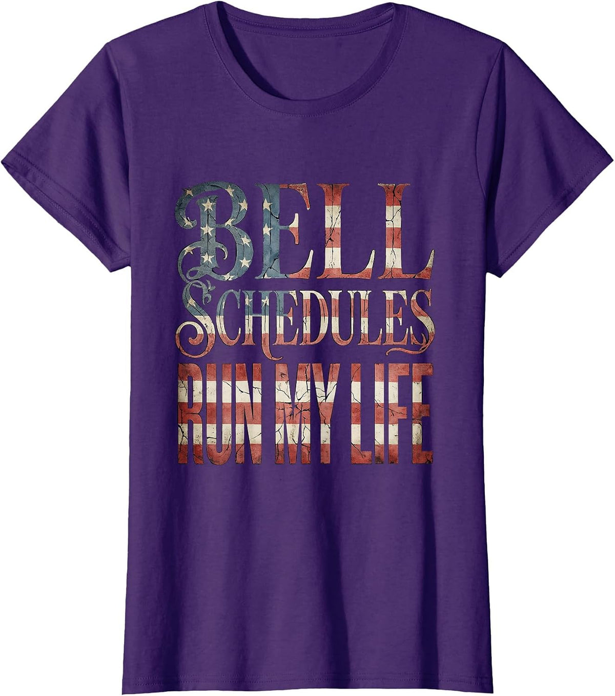 Bell Schedules Run My Life Middle School Teacher T-Shirt - Purple