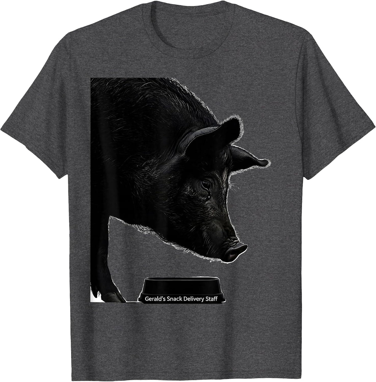 Men's Gerald's Snack Delivery Staff Funny Pig Lover Pet Owner T-Shirt - Dark Heather Grey