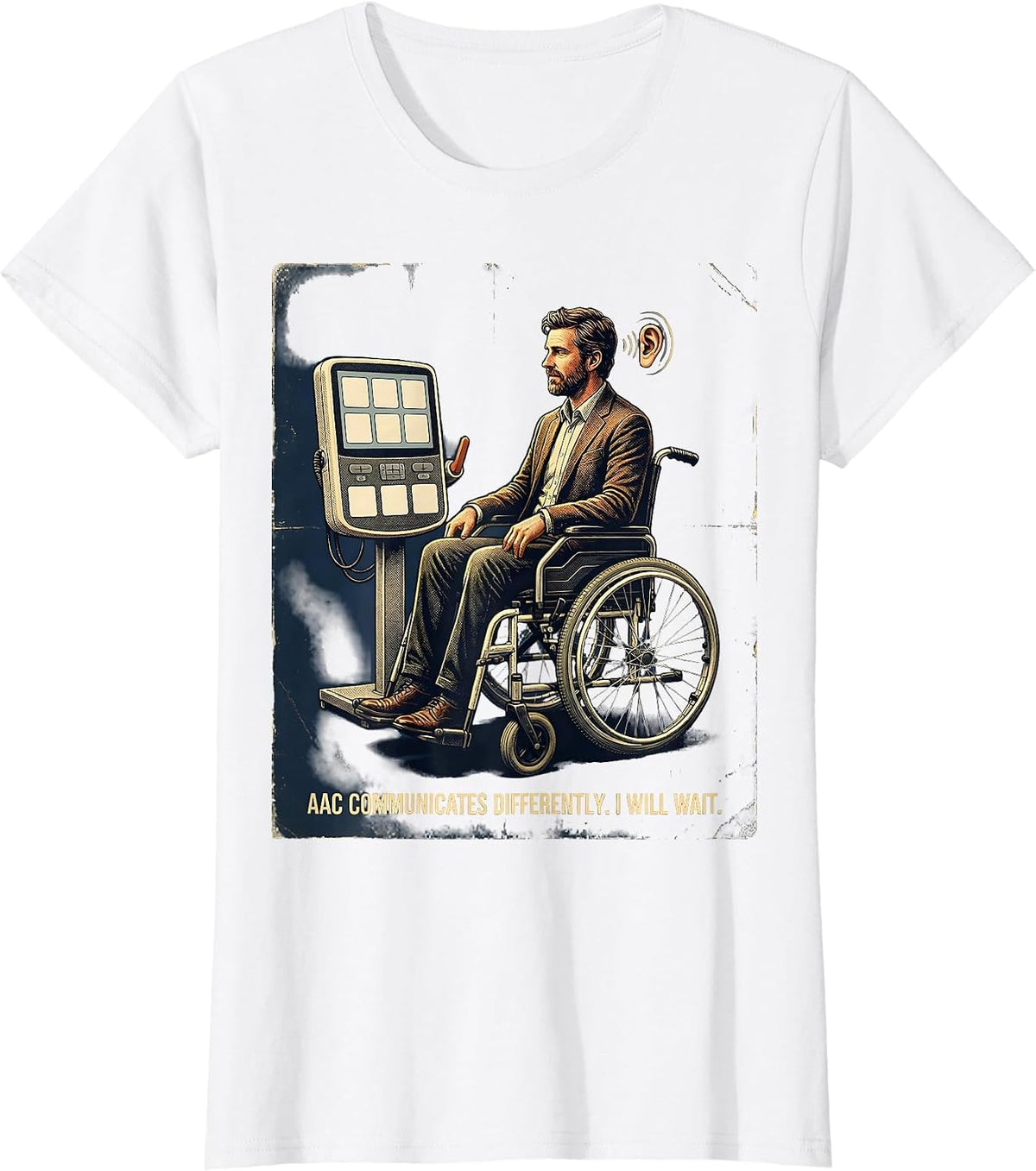 Women's AAC Communicates Differently I Will Wait Vintage T-Shirt - White