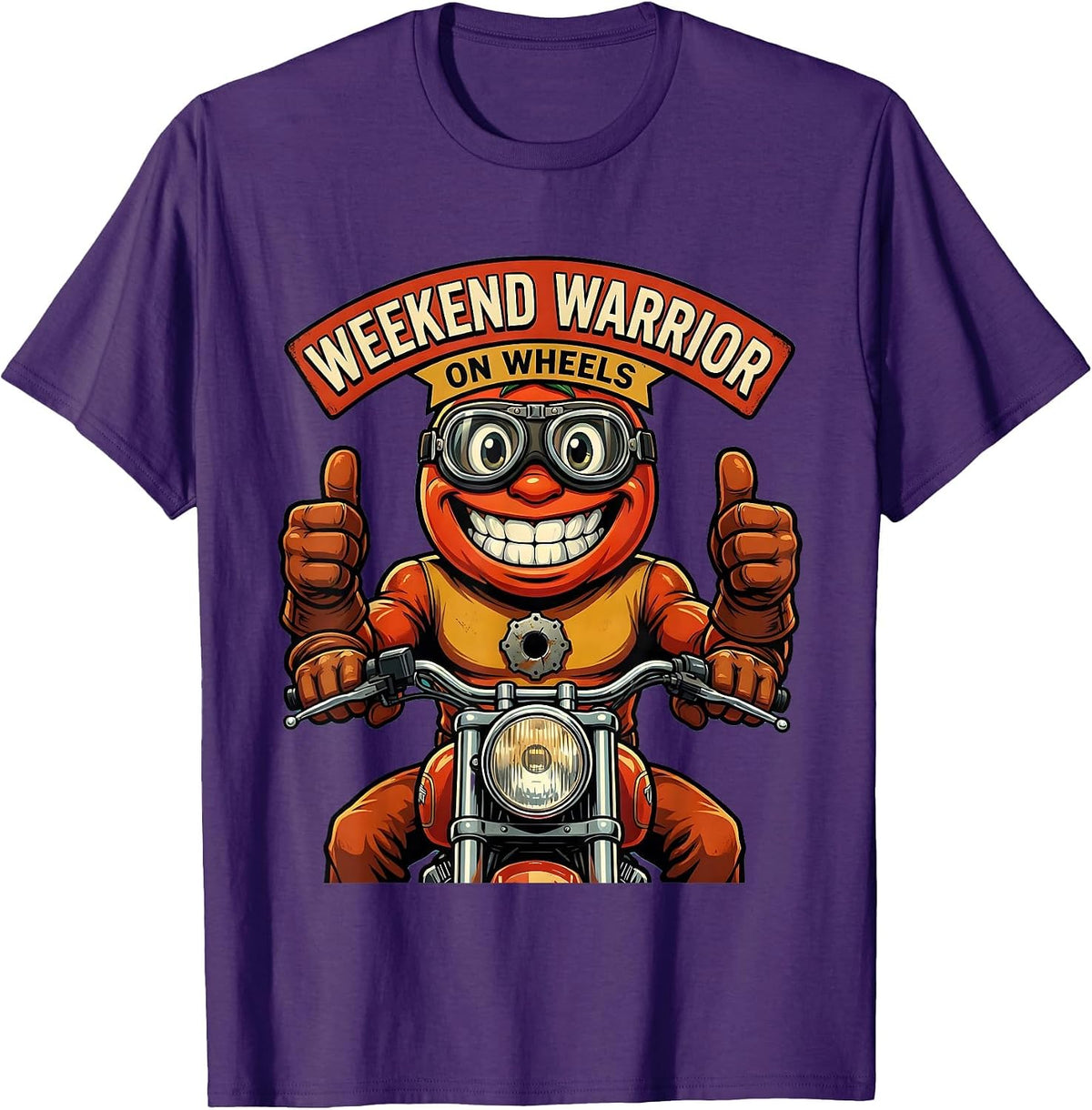 Weekend Warrior On Wheels Motorcycle Design T-Shirt - Purple