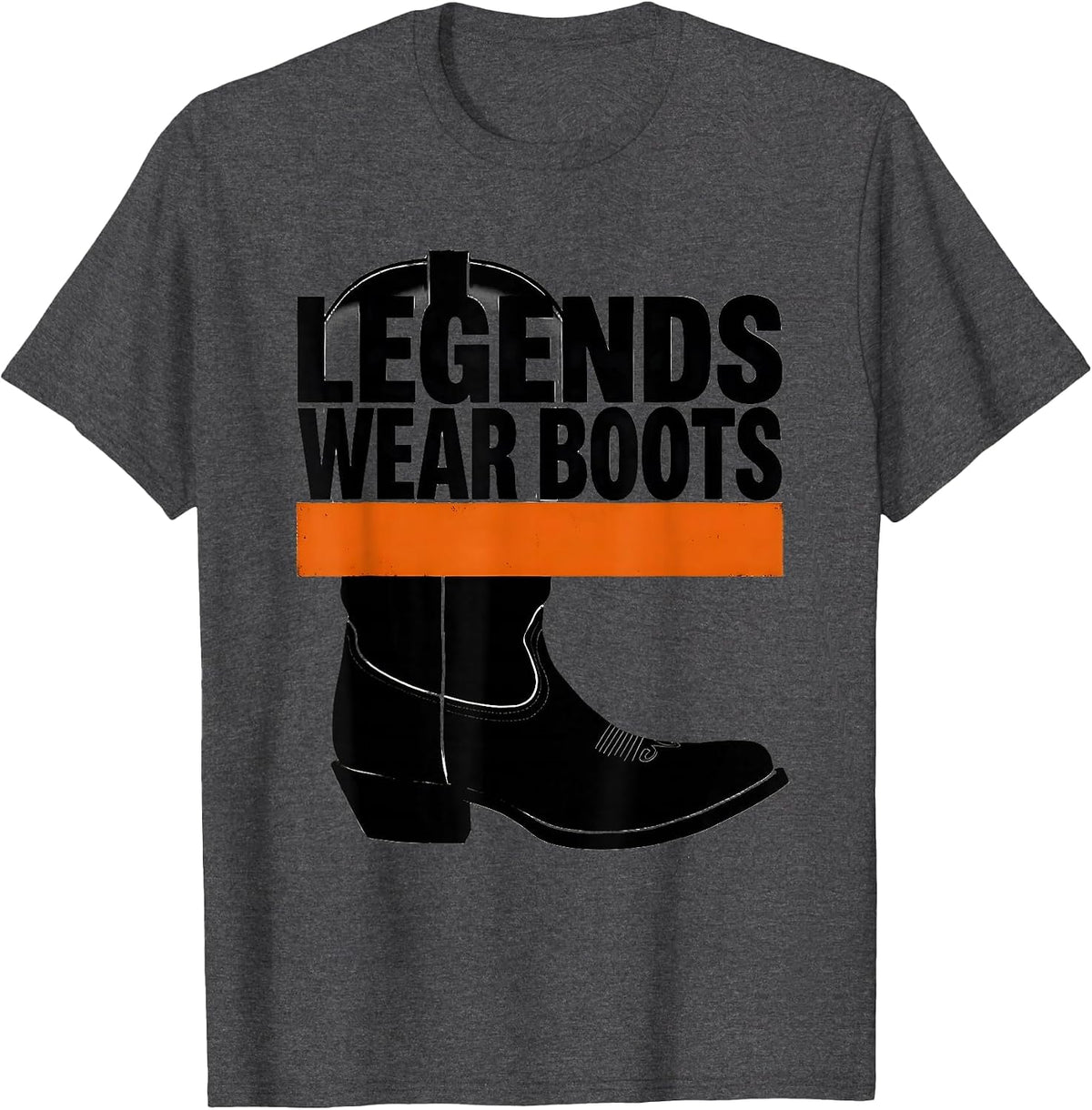 Men's Legends Wear Boots Western Cowboy Design T-Shirt - Dark Heather Grey