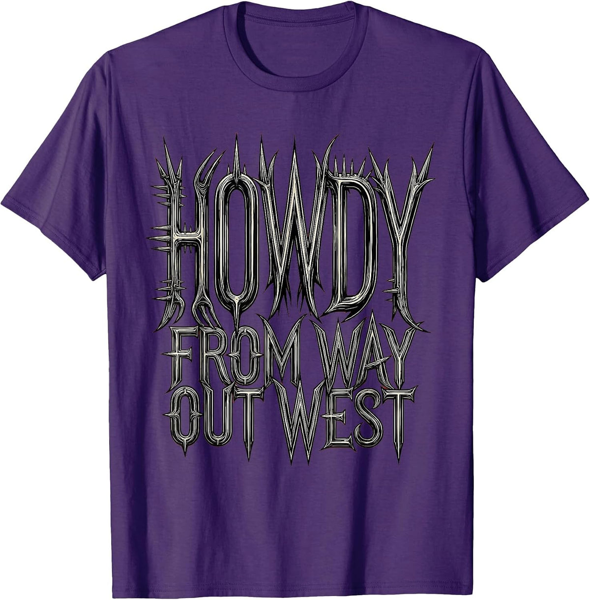 Men's Howdy From Way Out West Western Design T-Shirt - Purple