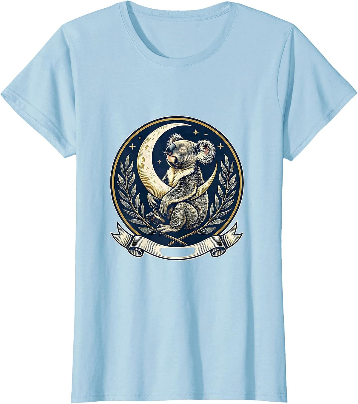 Women's Sleeping Koala Emblem Cute Animal Lover Gift T-Shirt - Baby Blue
