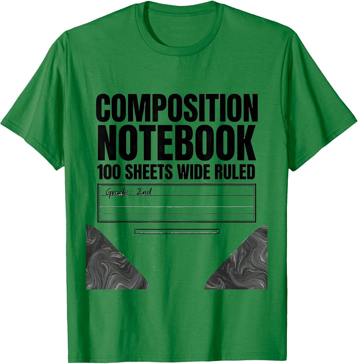 Men's Composition Notebook 100 Sheets Wide Ruled — Grade: 2nd T-Shirt - Kelly Green