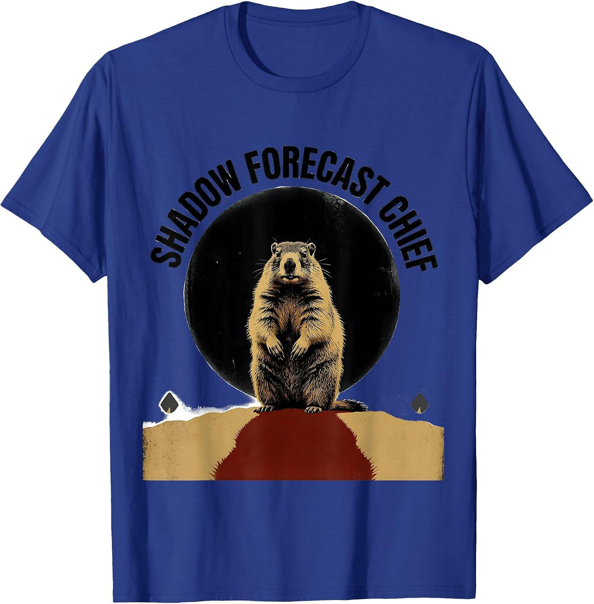 Shadow Forecast Chief Vintage Groundhog Day Humor Badge T-Shirt - Royal Blue