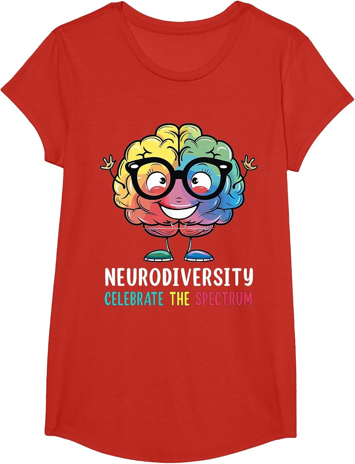 Neurodiversity Brain Autism Awareness ASD ADHD Men Women Kid T-Shirt - Girls Red