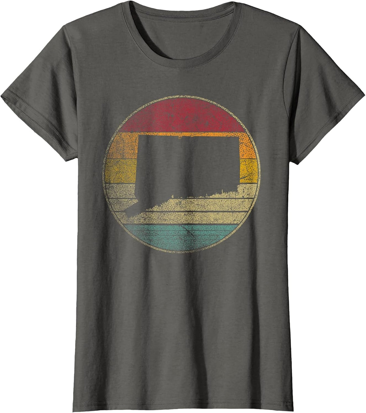 Connecticut Vintage Retro Style Distressed 70s 80s Novelty T-Shirt - Asphalt Grey