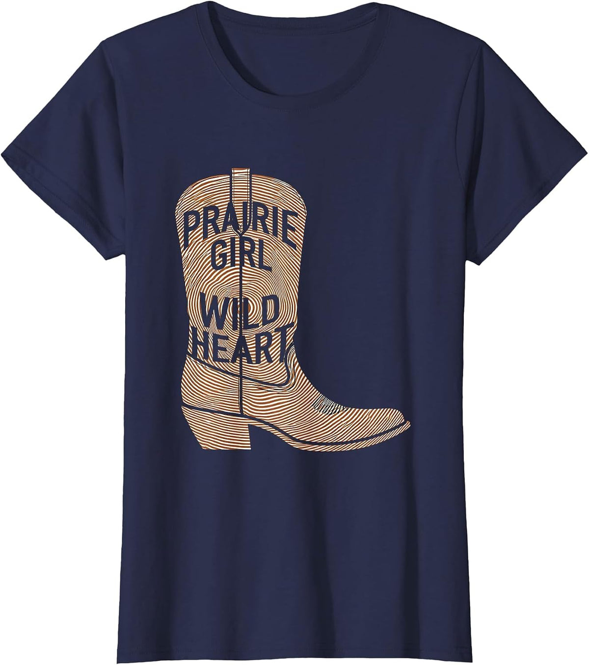 Women's Prairie Girl Wild Heart Western Design T-Shirt - Navy Blue
