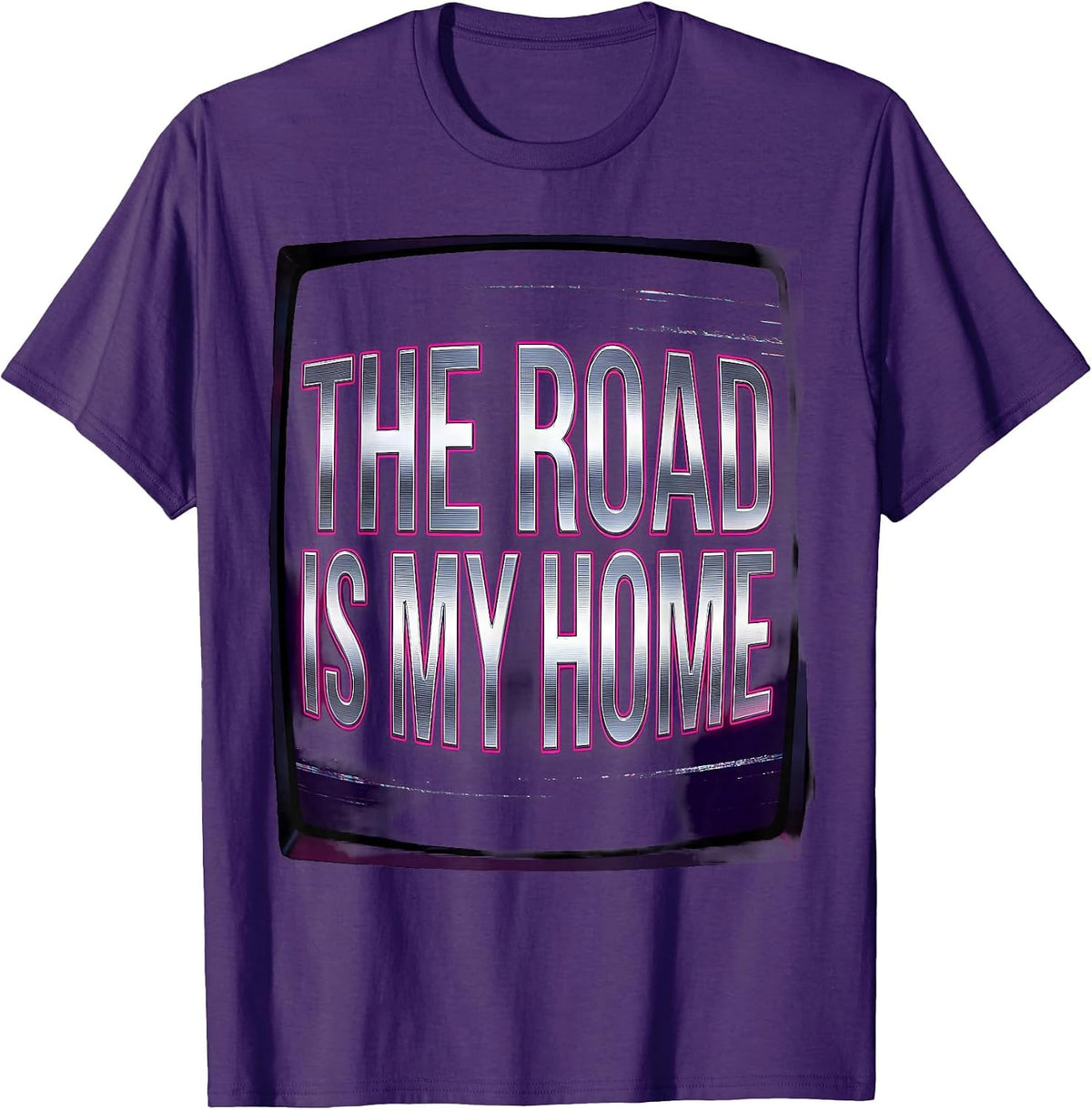 The Road Is My Home Motorcycle Rider Design T-Shirt - Purple