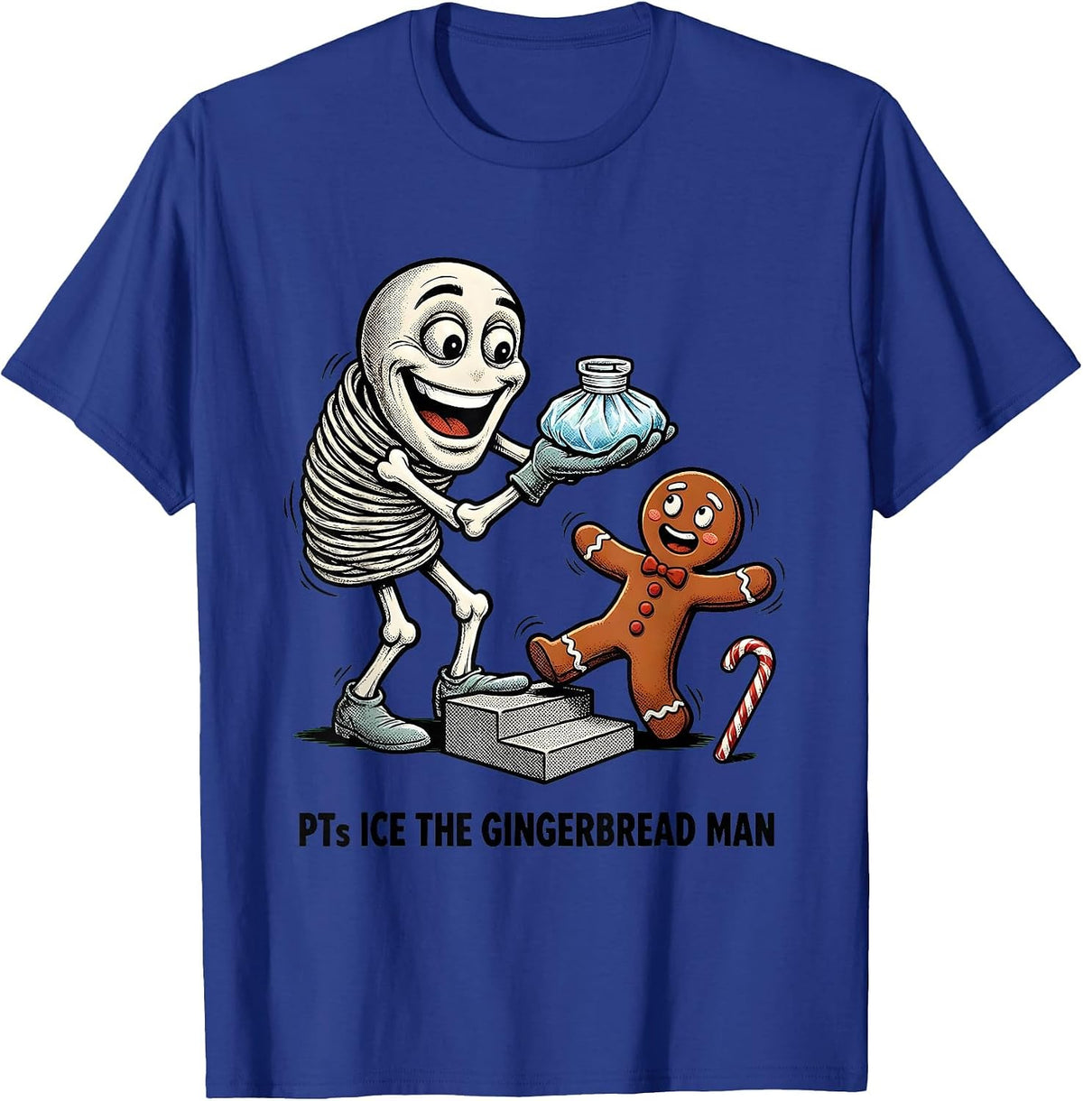 PTs Ice The Gingerbread Man Retro Cartoon Physical Therapist T-Shirt - Royal Blue