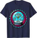 Martini Snow Globe Holiday Cocktail Graphic T-Shirt - Navy Blue