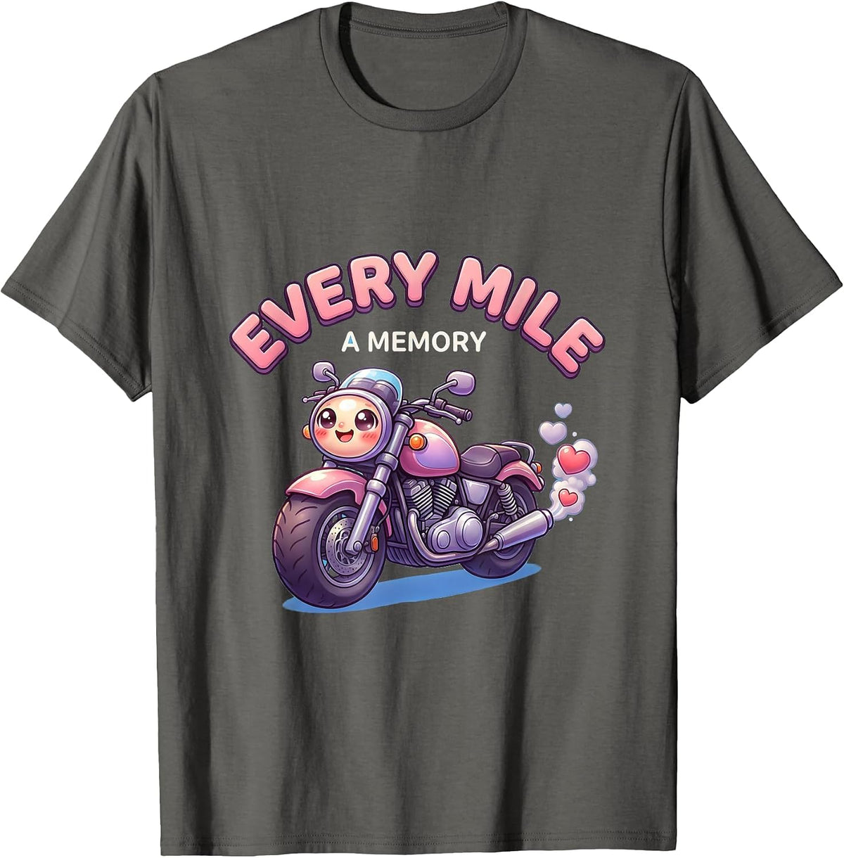 Men's Every Mile A Memory Motorcycle Rider Design T-Shirt - Asphalt Grey