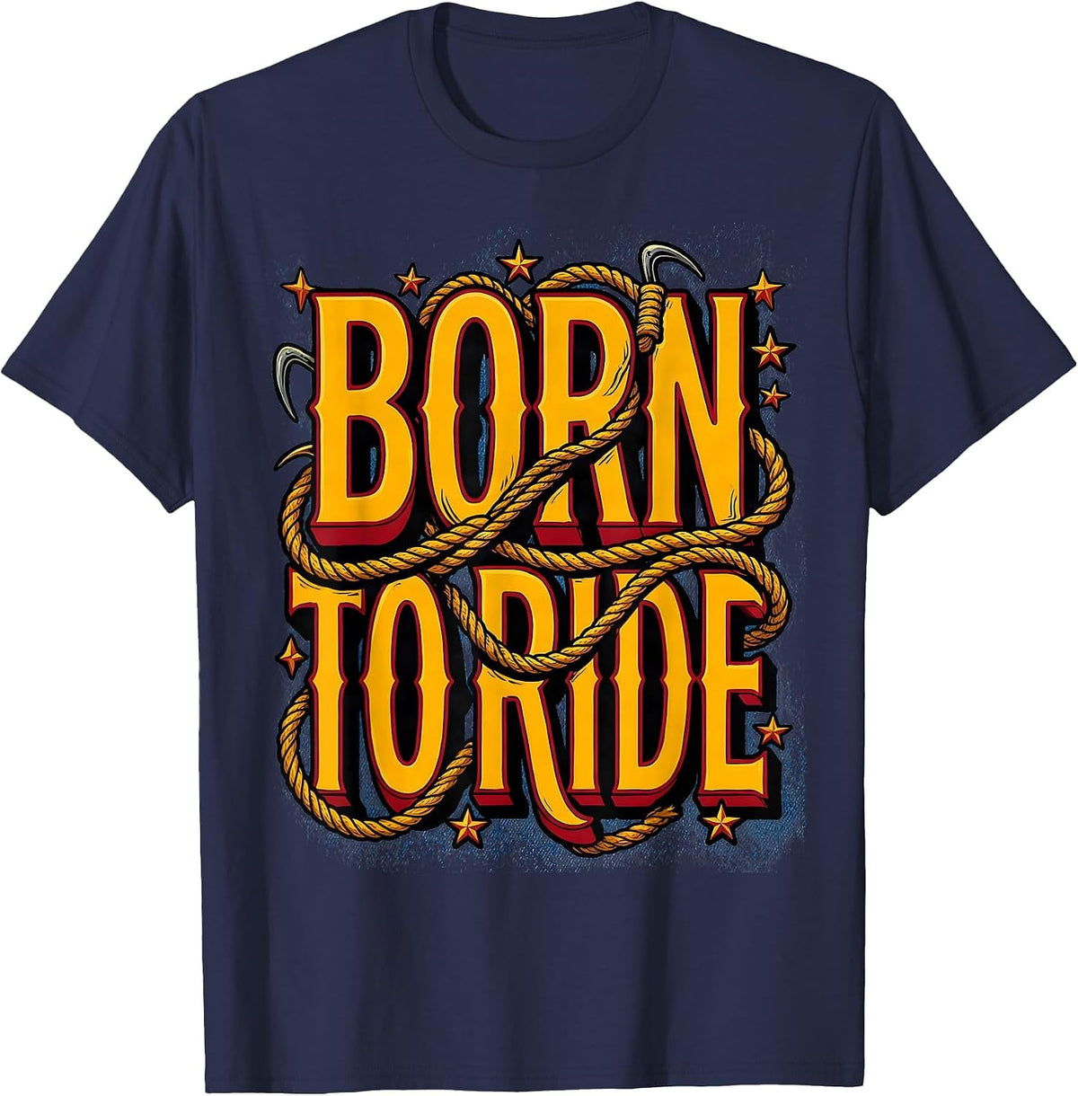 Born to Ride Cowgirl Western Design T-Shirt - Navy Blue