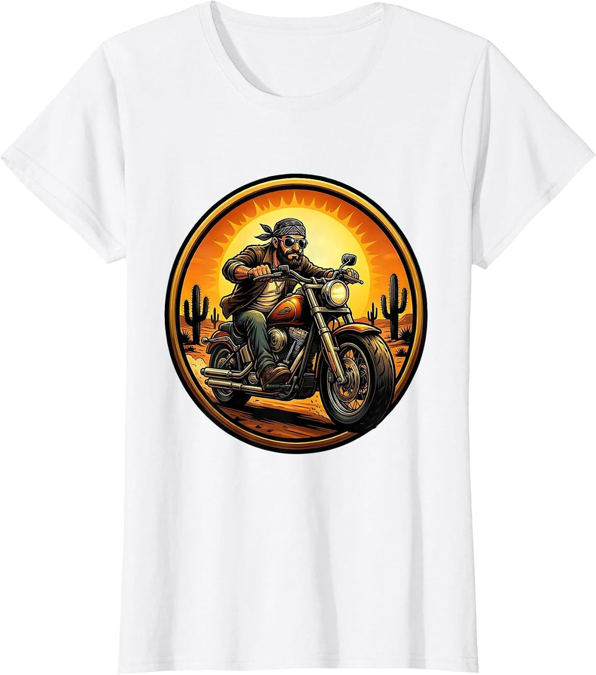 Cool Uncle Motorcycle Desert Ride Graphic T-Shirt - White