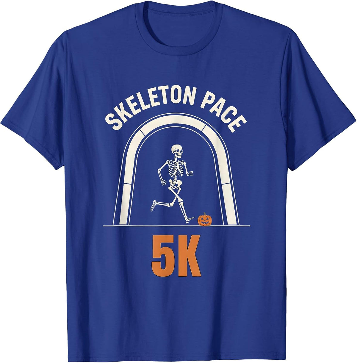 Skeleton Pace 5K Funny Halloween Running Race Matching T-Shirt - Royal Blue