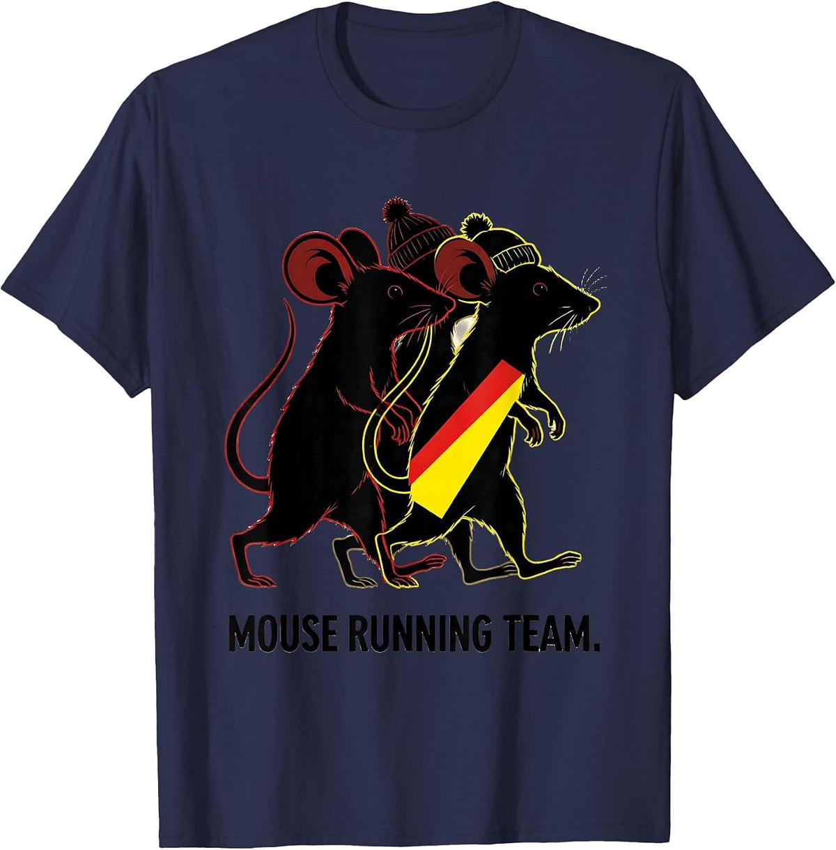 Men's Mouse Running Team Funny Christmas Fun Run Runner Squad T-Shirt - Navy Blue