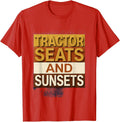 Tractor Seats and Sunsets Country Life Design T-Shirt - Red