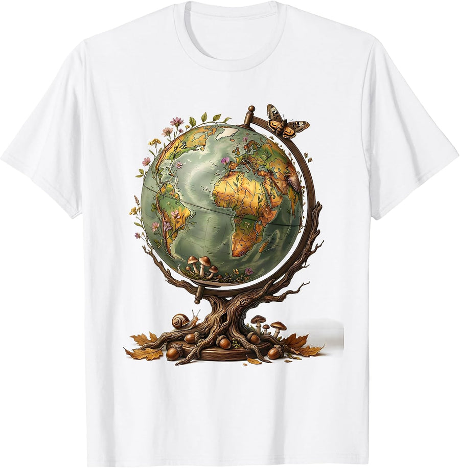 2nd Grade Teacher Globe ABC Illustration T-Shirt - White