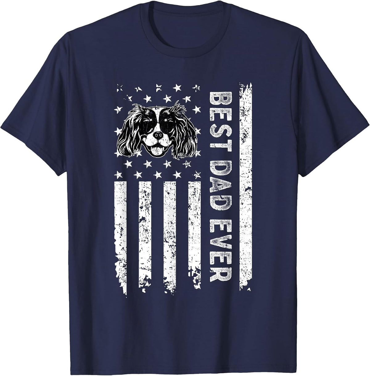 Best Cavalier King Charles Spaniel Dog Dad Ever Fathers Day T-Shirt - Navy Blue