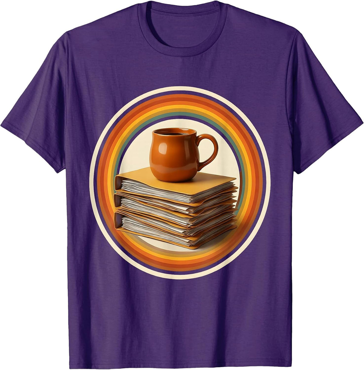 Middle School Teacher Coffee and Folders Graphic T-Shirt - Purple