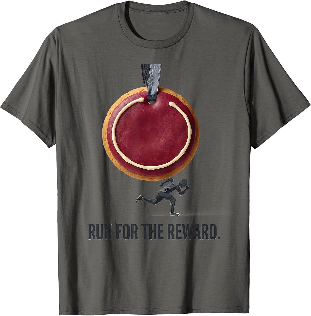 Run For The Reward Funny Christmas Fun Run Squad Runner T-Shirt - Asphalt Grey