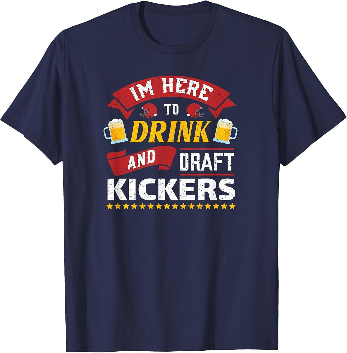 Fantasy Football Party Drink Draft Kickers Funny Sports RETR T-Shirt - Navy Blue