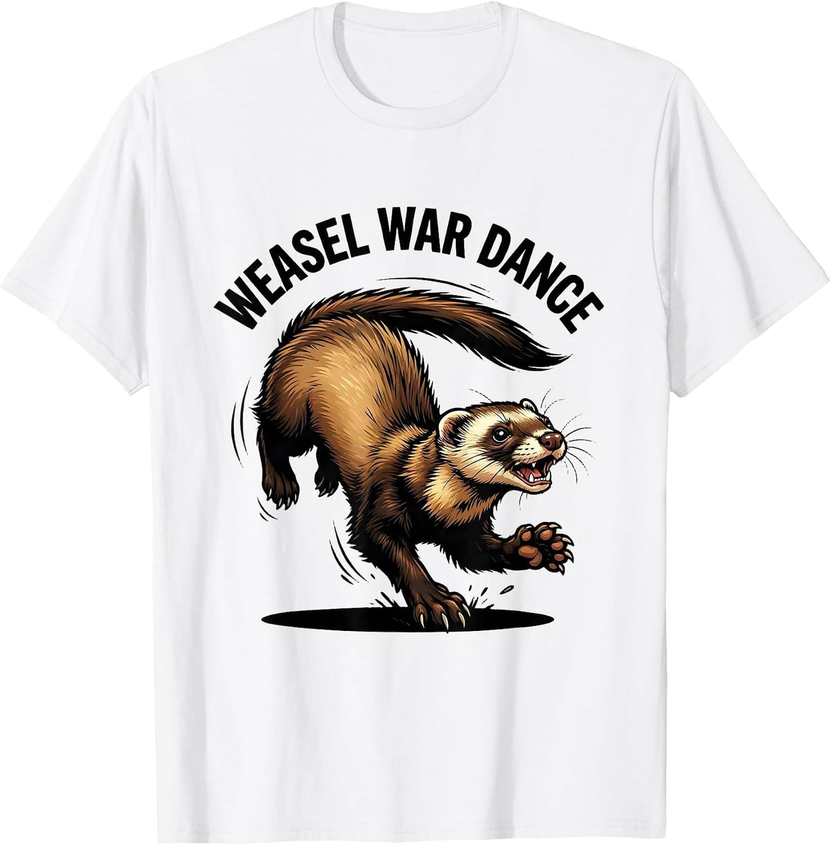 Men's Weasel War Dance Cartoon Ferret Lover Funny Gift T-Shirt - White