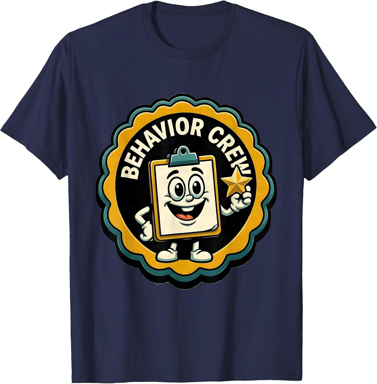 Men's Behavior Crew Retro ABA RBT Therapist Behavior Analyst Humor T-Shirt - Navy Blue