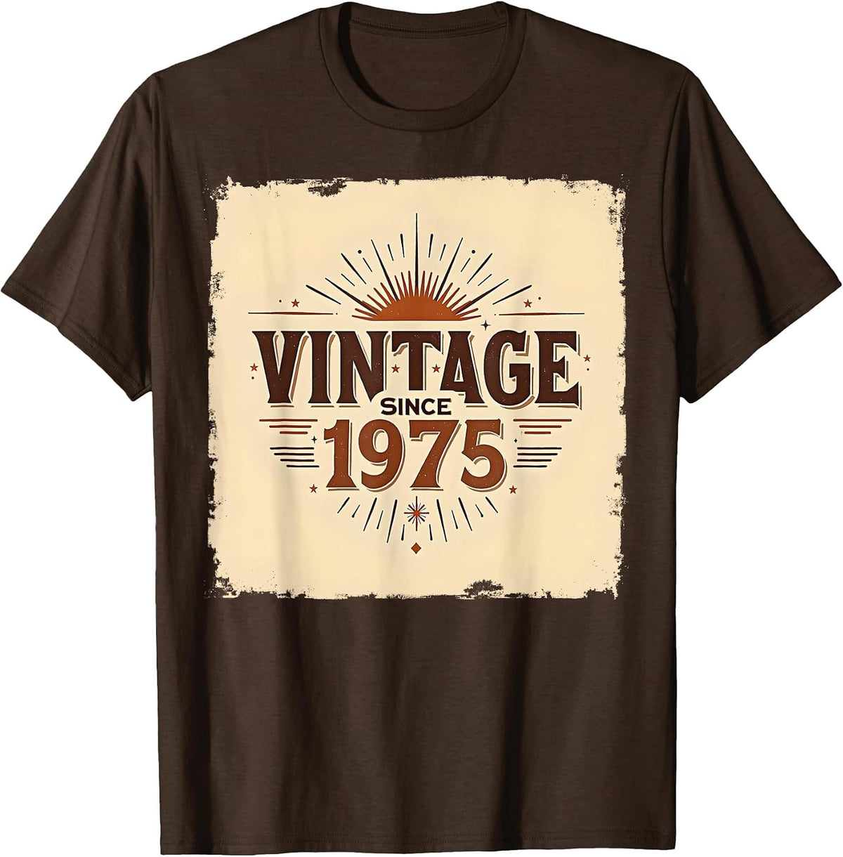 Vintage Since 1975 Retro Birthday Design T-Shirt - Brown