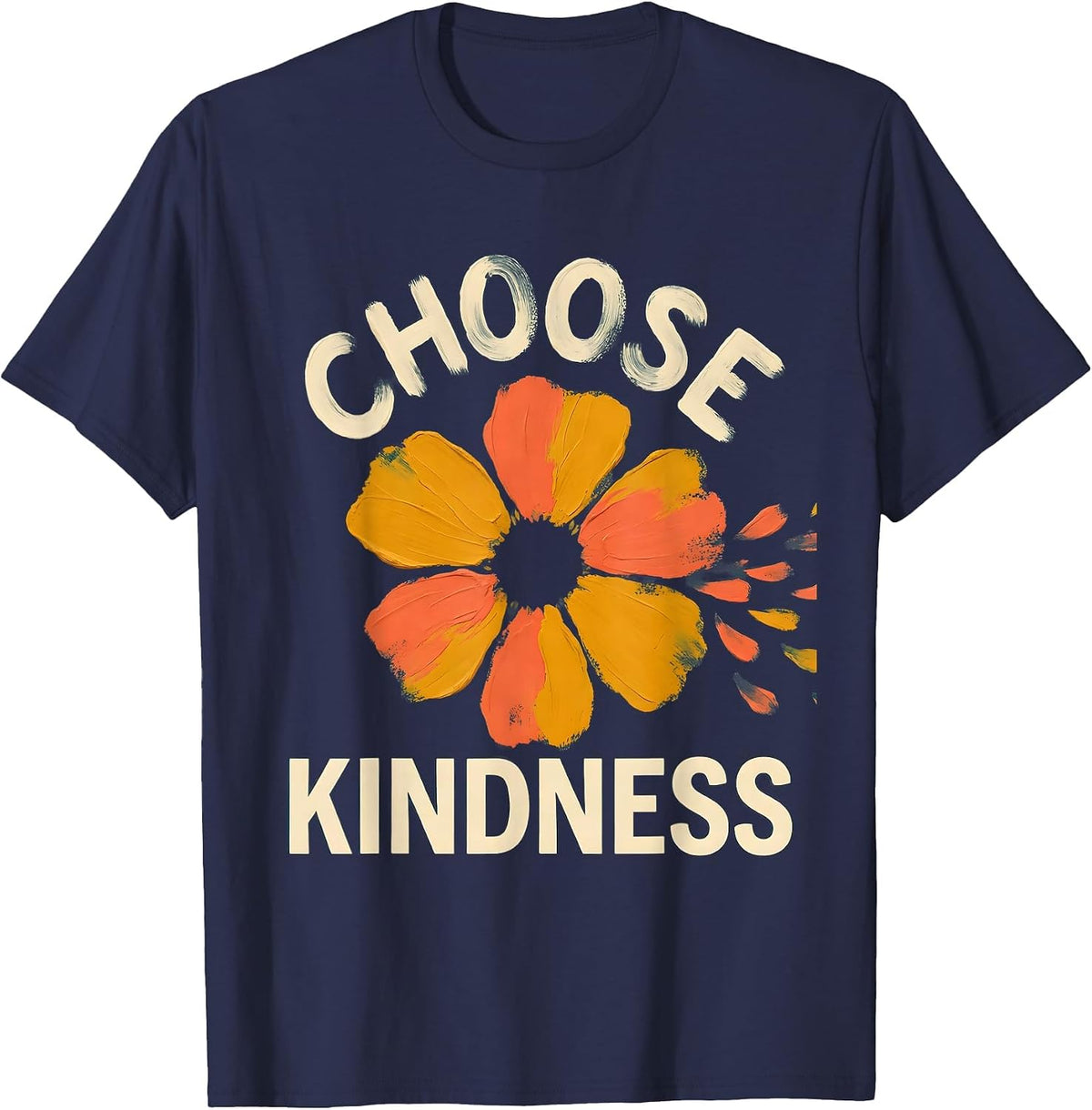 Men's Choose Kindness Groovy Floral Positivity Gift for Special T-Shirt - Navy Blue