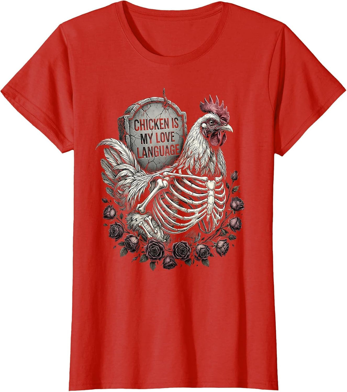 Chicken Is My Love Language Women's Design T-Shirt - Red