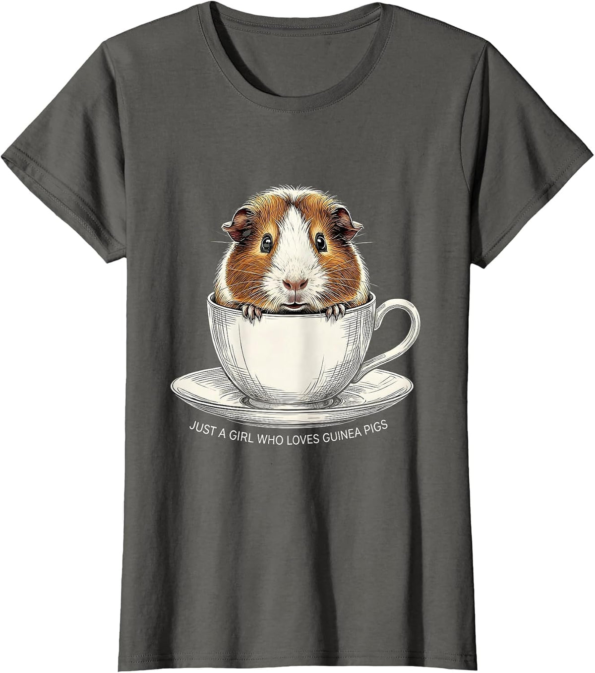 Women's Just A Girl Who Loves Guinea Pigs Funny Guinea Pig Lover T-Shirt - Asphalt Grey