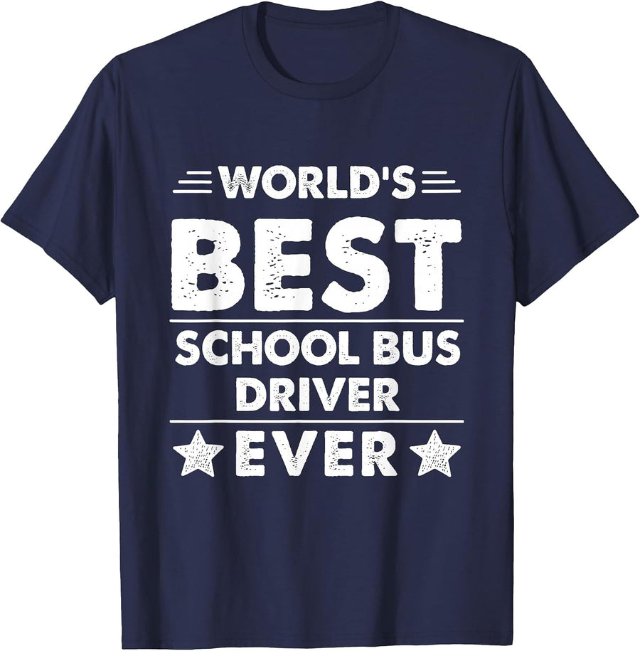 World's Best School Bus Driver Ever T-Shirt - Navy Blue