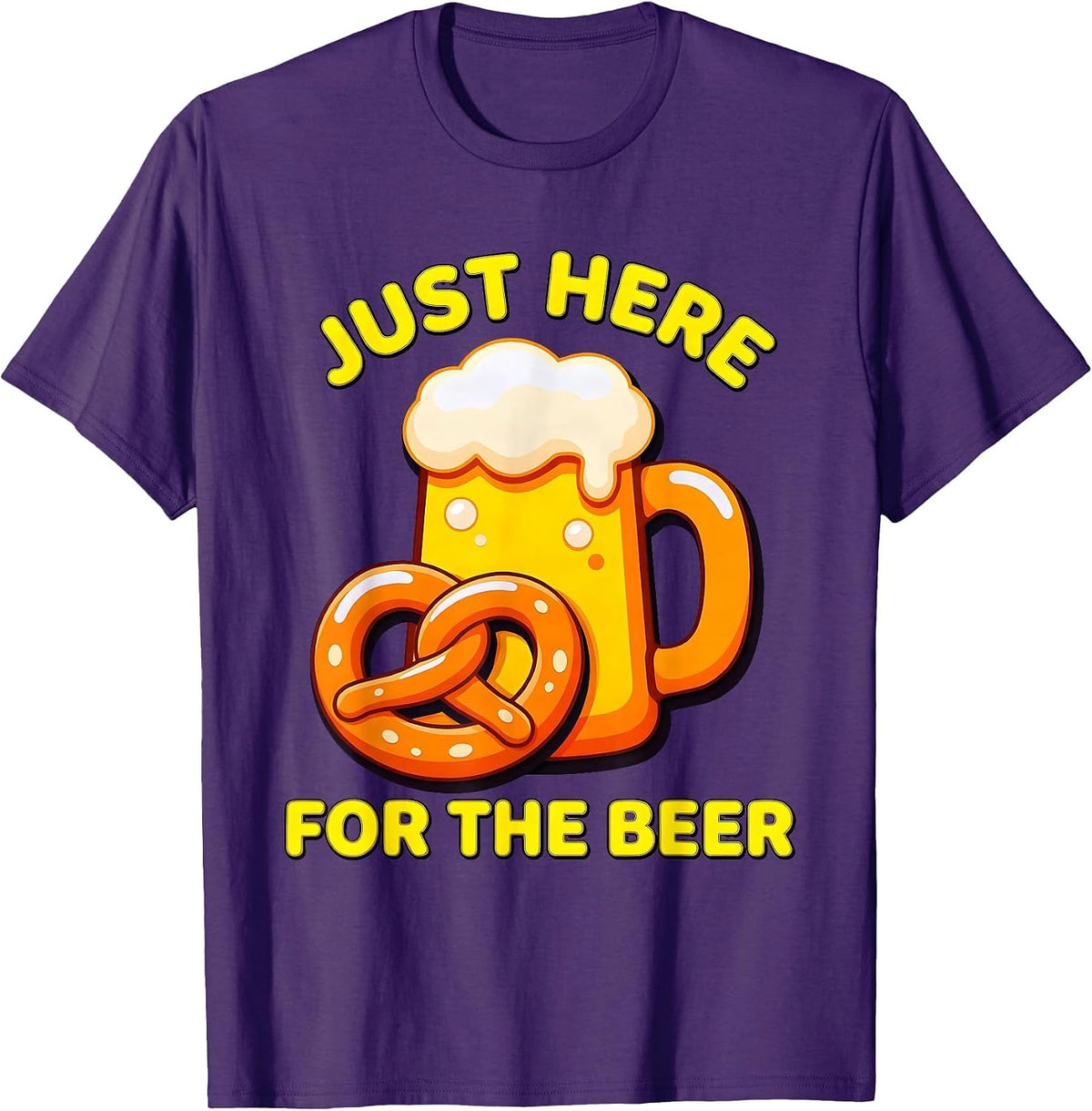 Just Here for the Beer Oktoberfest Design T-Shirt - Purple