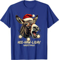 Hee-Haw-liday Greetings Whimsical Farm Animal Christmas T-Shirt - Royal Blue
