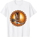 Cowgirl Boot Heel With Spur and Star Graphic T-Shirt - White