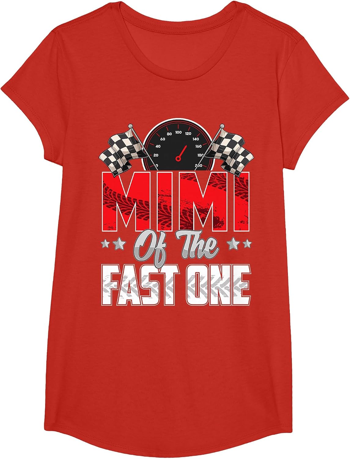 1 Year Old Racing car Fast one Birthday 1st Family Mimi T-Shirt - Girls Red