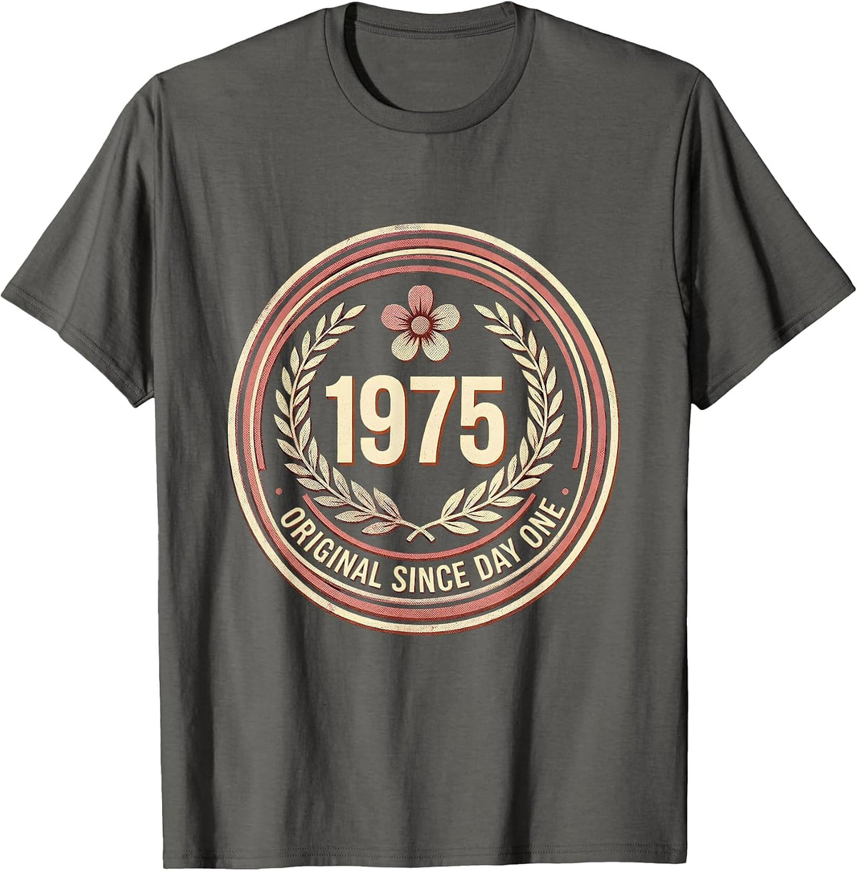 Vintage 1975 Original Since Day One Birthday Design T-Shirt - Asphalt Grey